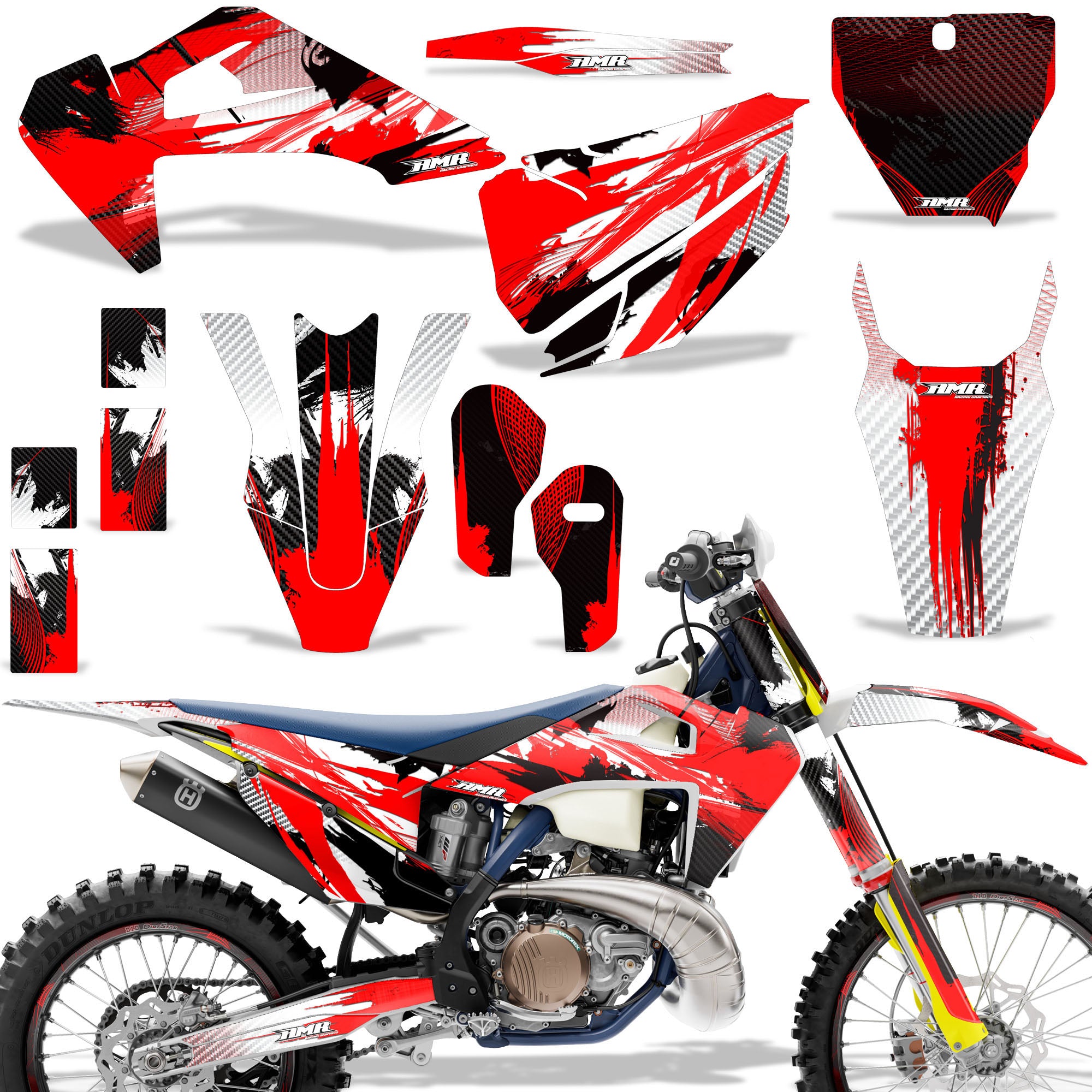 Carbon X - Red Design / Shown with Number Plate (Note: Number plate is additional)