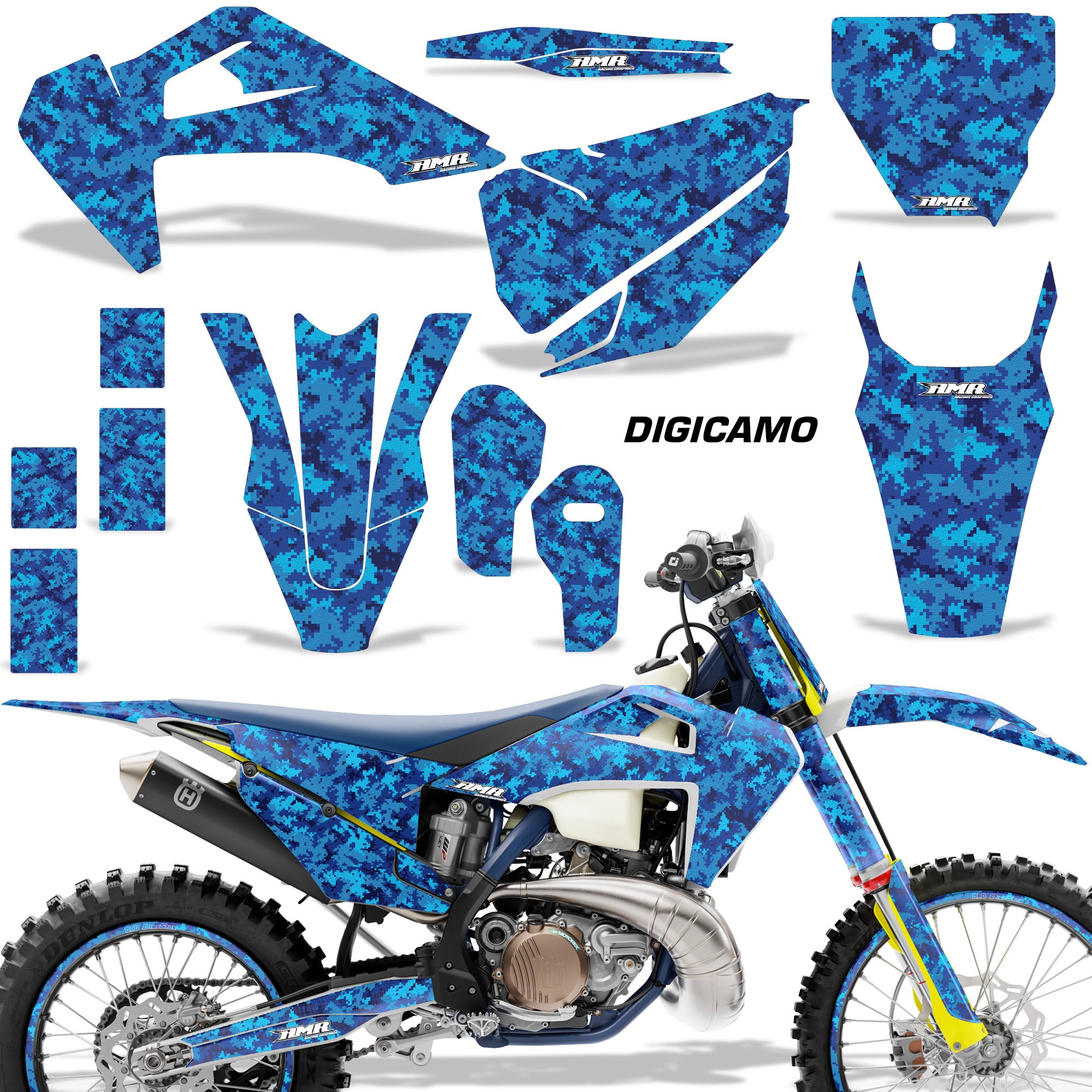 Digi Camo - Blue Design / Shown with Number Plate (Note: Number plate is additional)