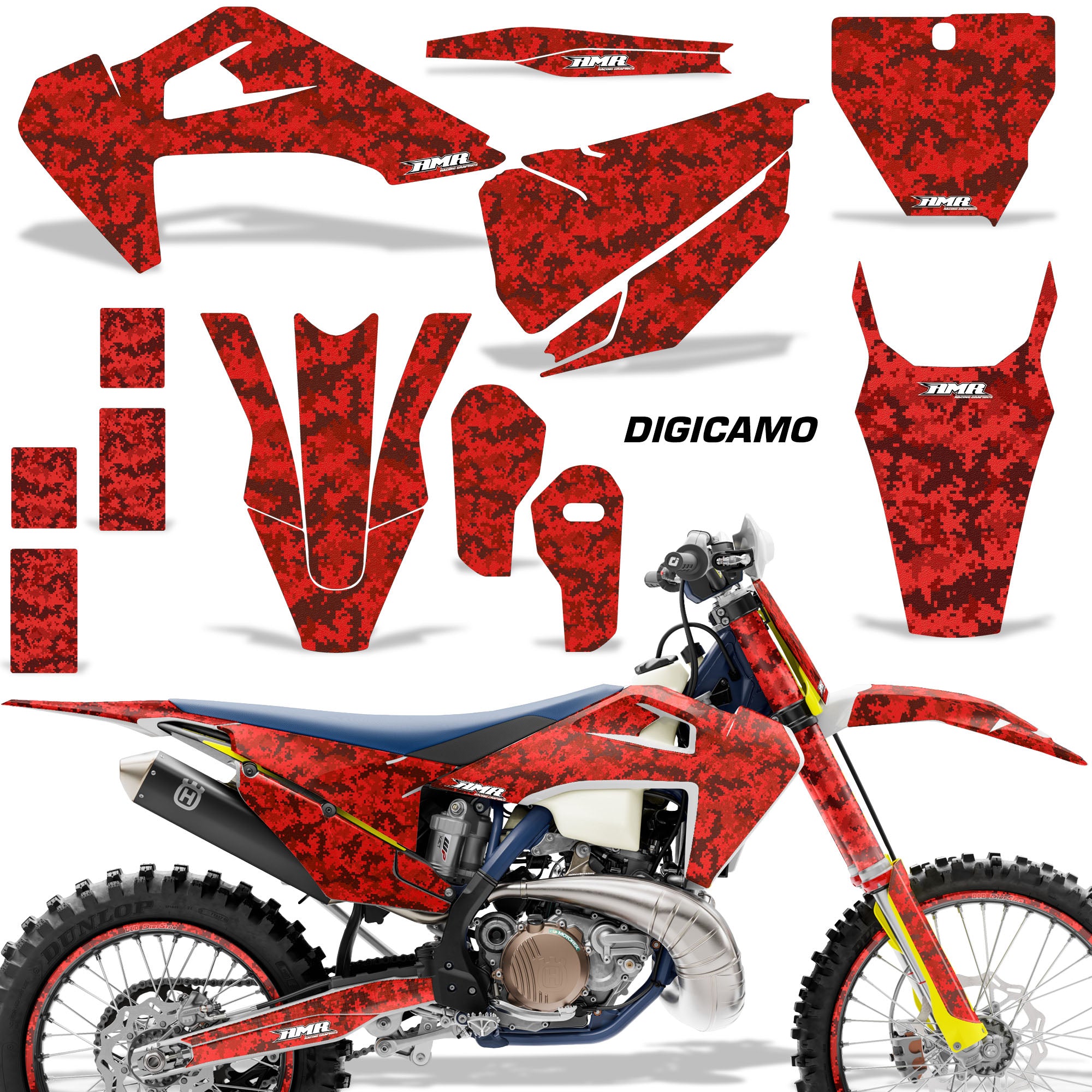 Digi Camo - Red Design / Shown with Number Plate (Note: Number plate is additional)