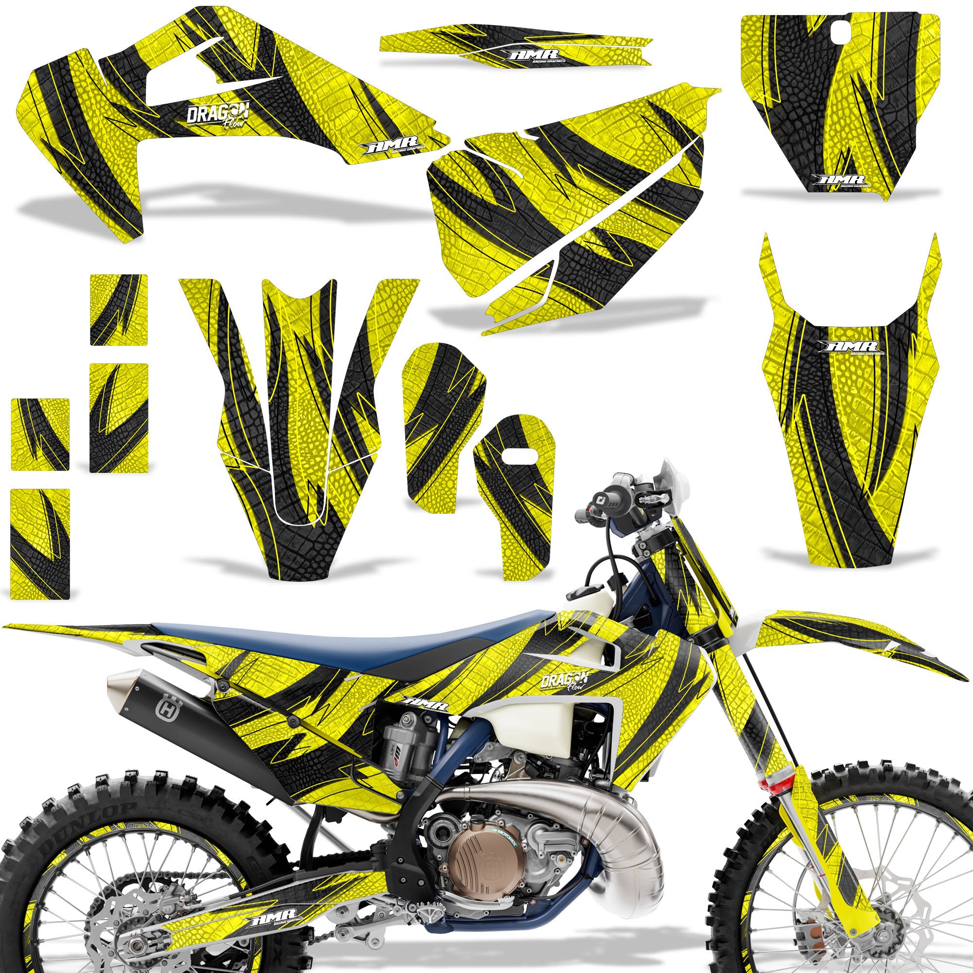 Dragon Flow - Yellow Design / Shown with Number Plate (Note: Number plate is additional)