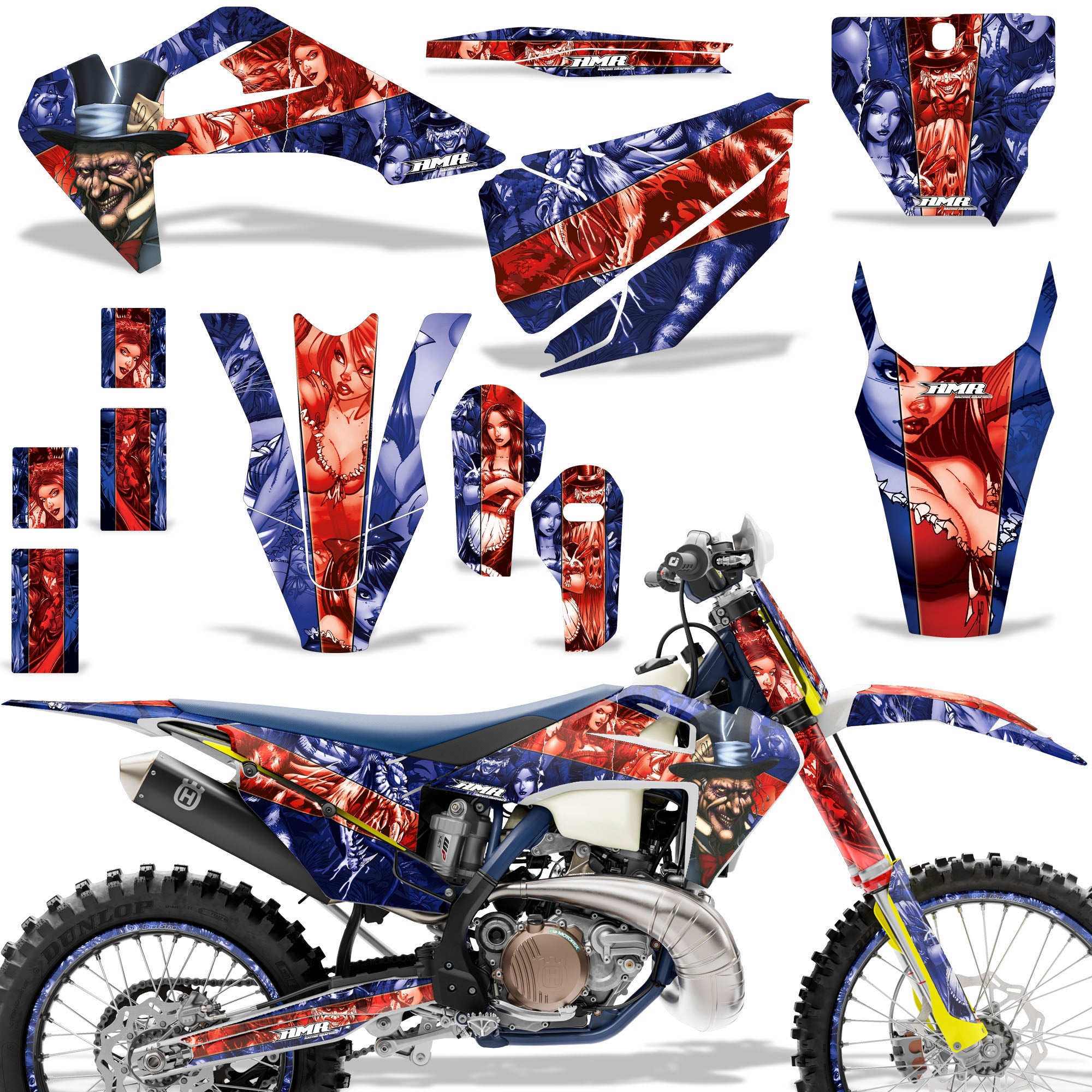 Mad Hatter - Blue Background Red Design / Shown with Number Plate (Note: Number plate is additional)