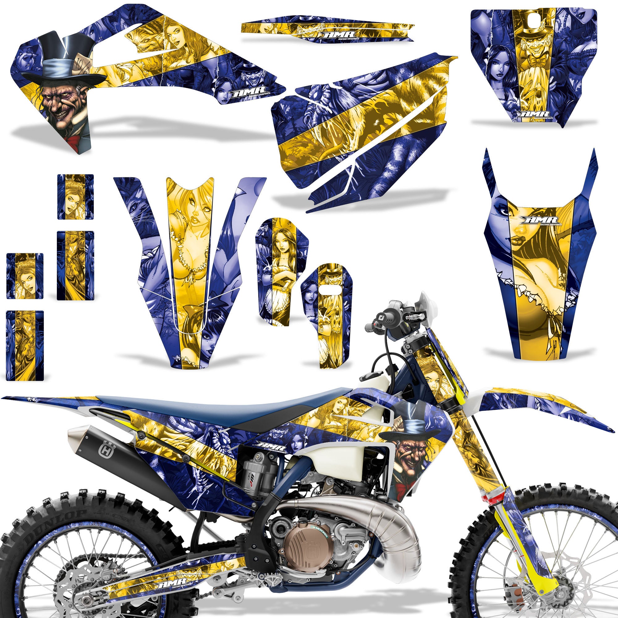 Mad Hatter - Blue background Yellow Design / Shown with Number Plate (Note: Number plate is additional)