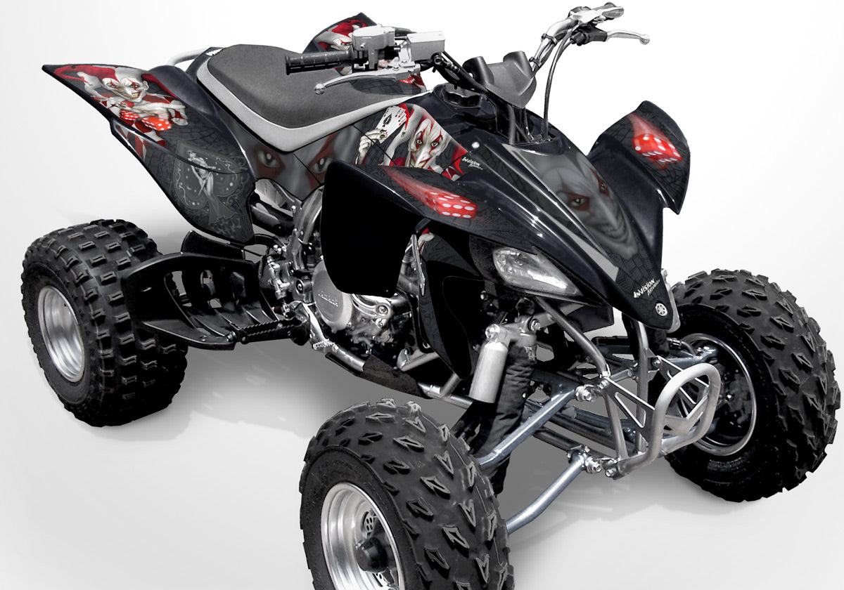 YFZ 450 Joker Graphics - Black Background, Red & White Joker