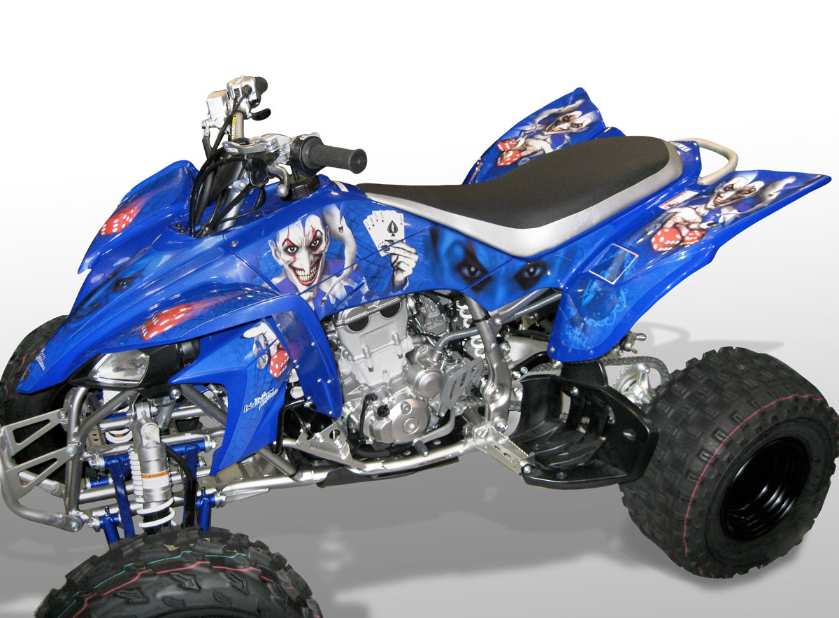 YFZ 450 Joker Graphics - Blue Background, Purple & White Joker