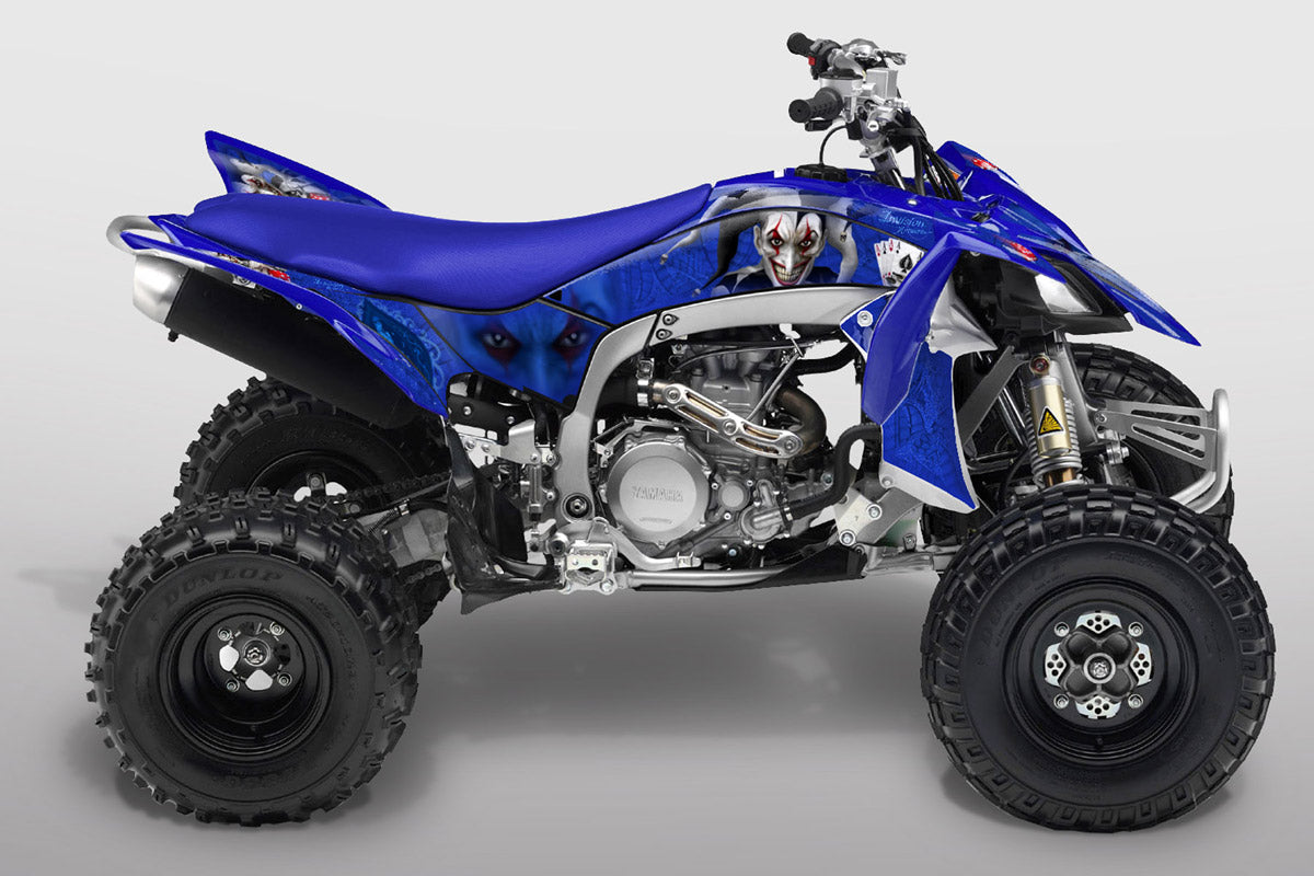 YFZ 450R Joker Graphics - Blue Background, Black & White Joker