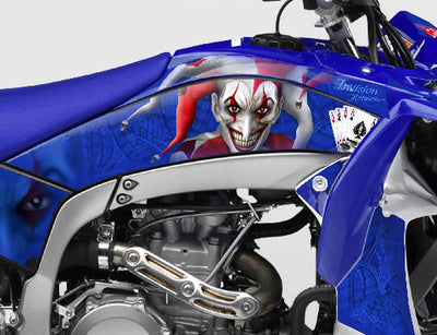 YFZ 450R Joker Graphics - Blue Background, Red & White Joker