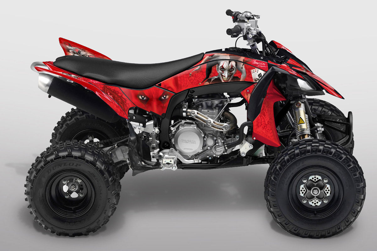 YFZ 450R Joker Graphics - Red Background, Black & White Joker
