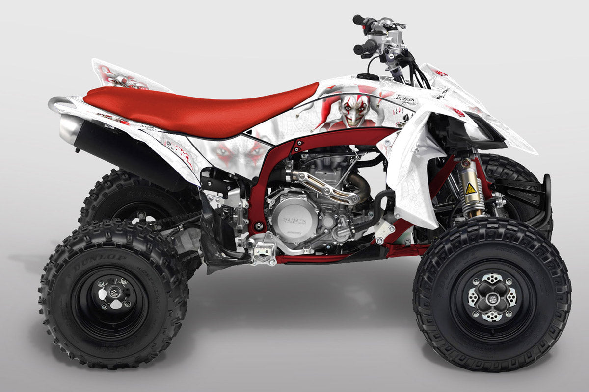 YFZ 450R Joker Graphics - White Background, Red & White Joker