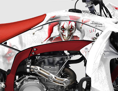 YFZ 450R Joker Graphics - White Background, Red & White Joker