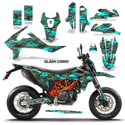 Slash Camo - Teal Design shown with optional number plate