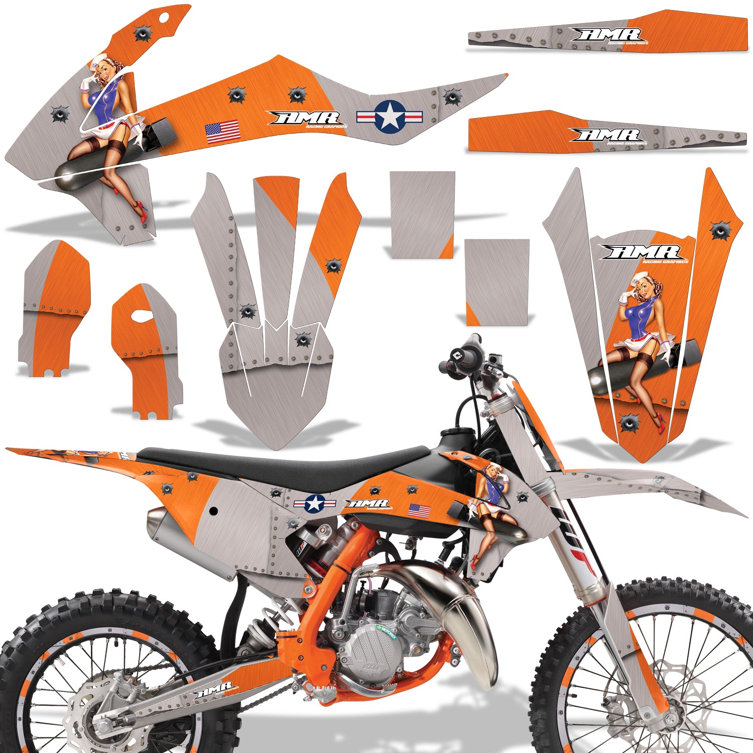 T-Bomber - ORANGE design (shown with number plate area)