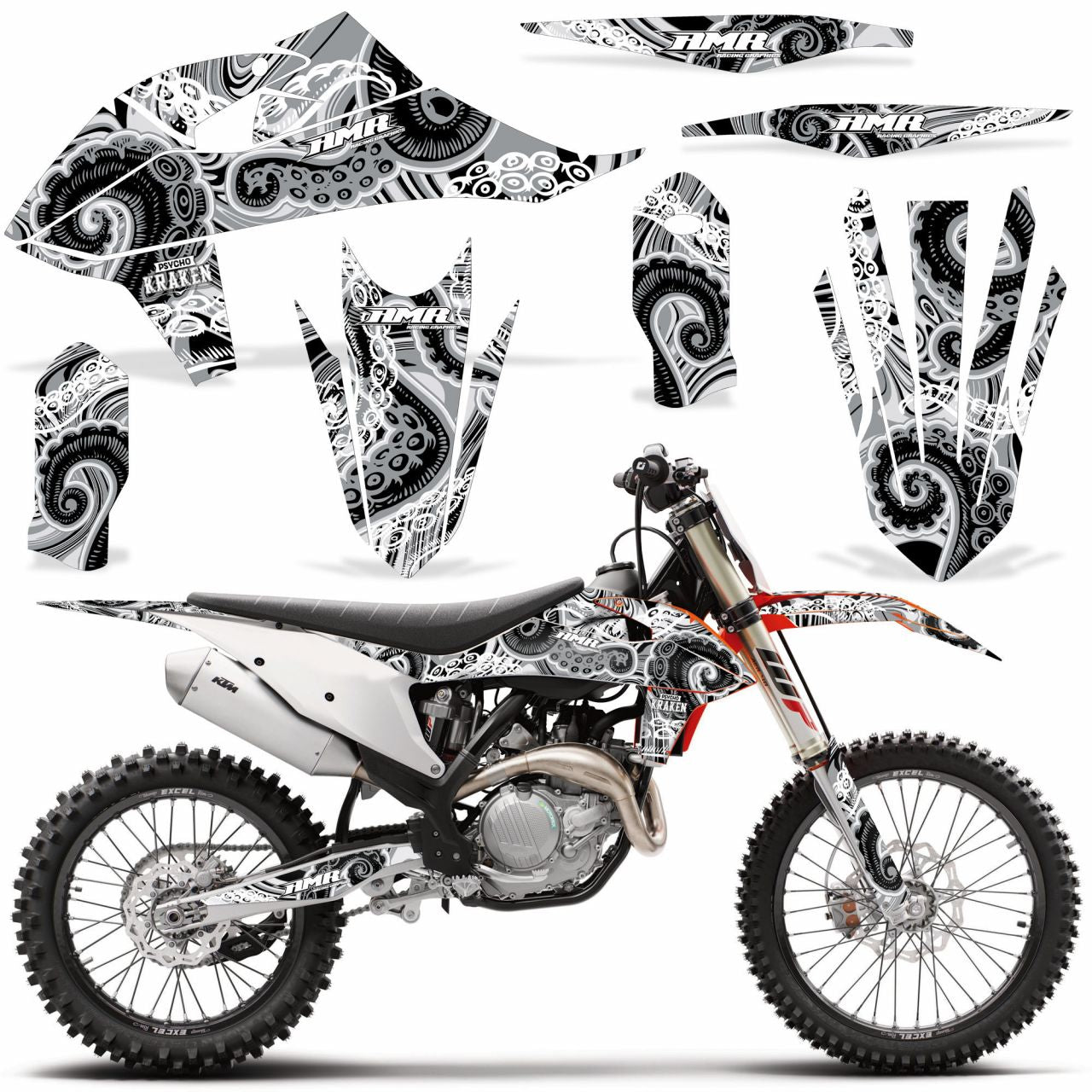 Psycho Kraken - Gray Background Black Design