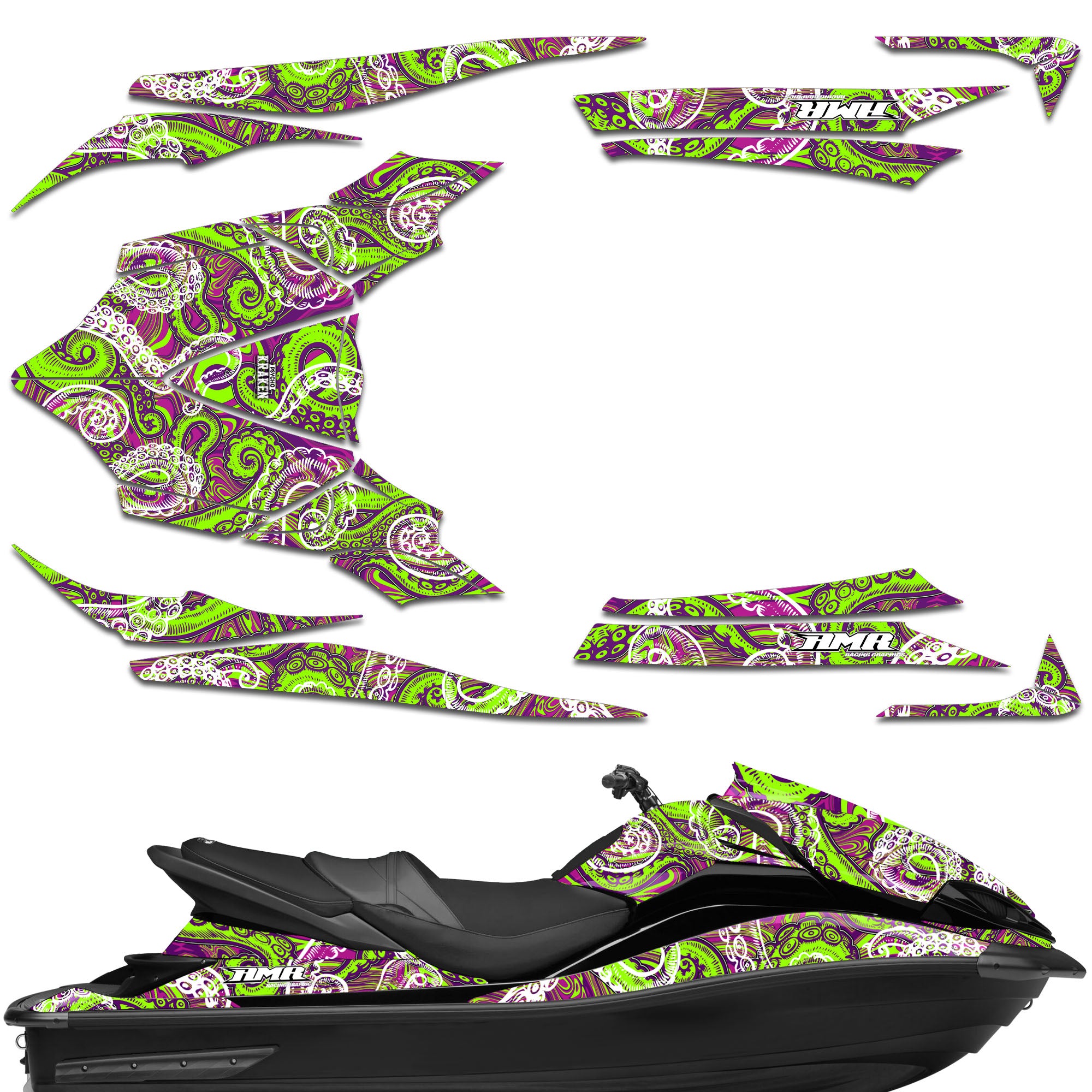 Psycho Kraken - PURPLE background GREEN design