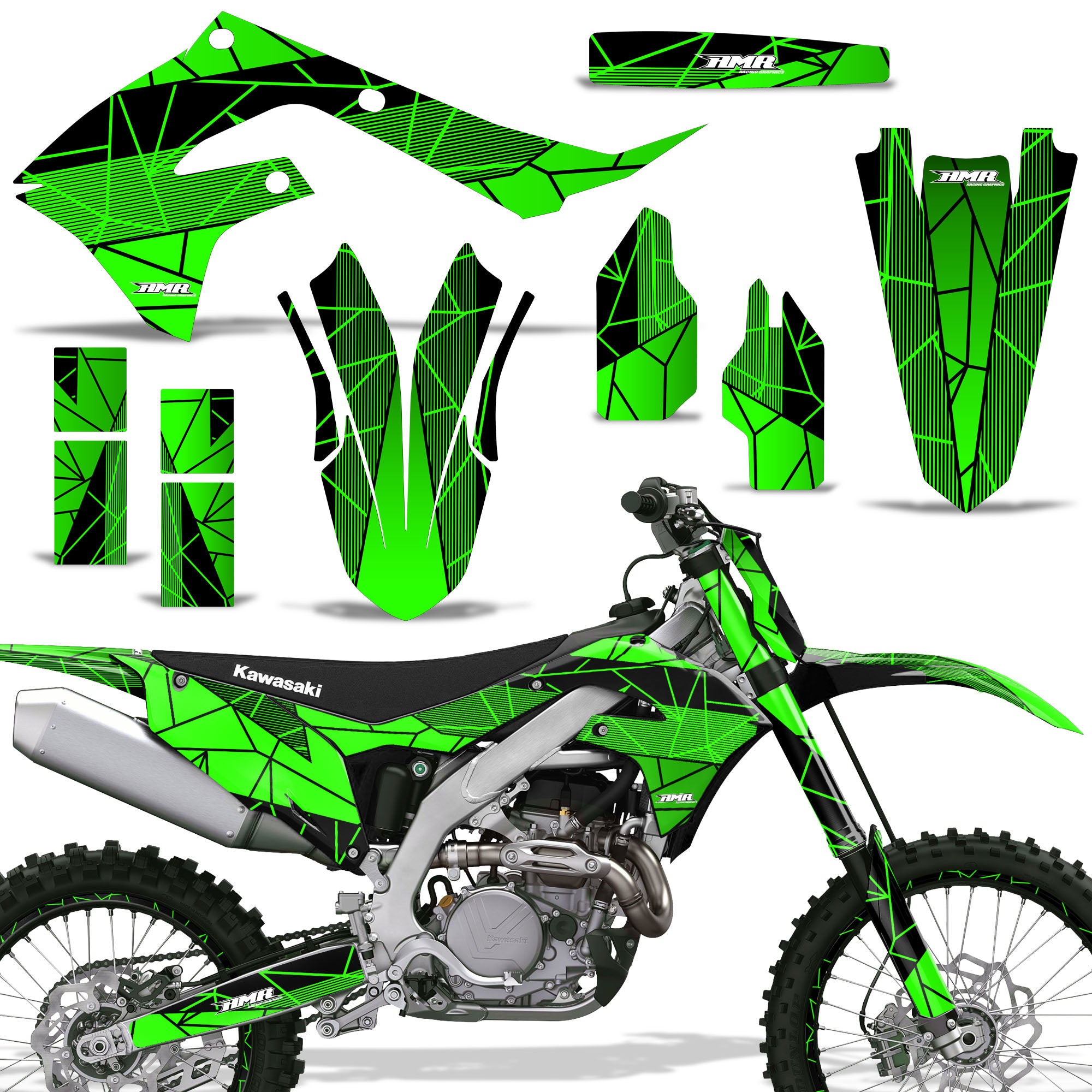 Geometrick - BRIGHT GREEN background BLACK design