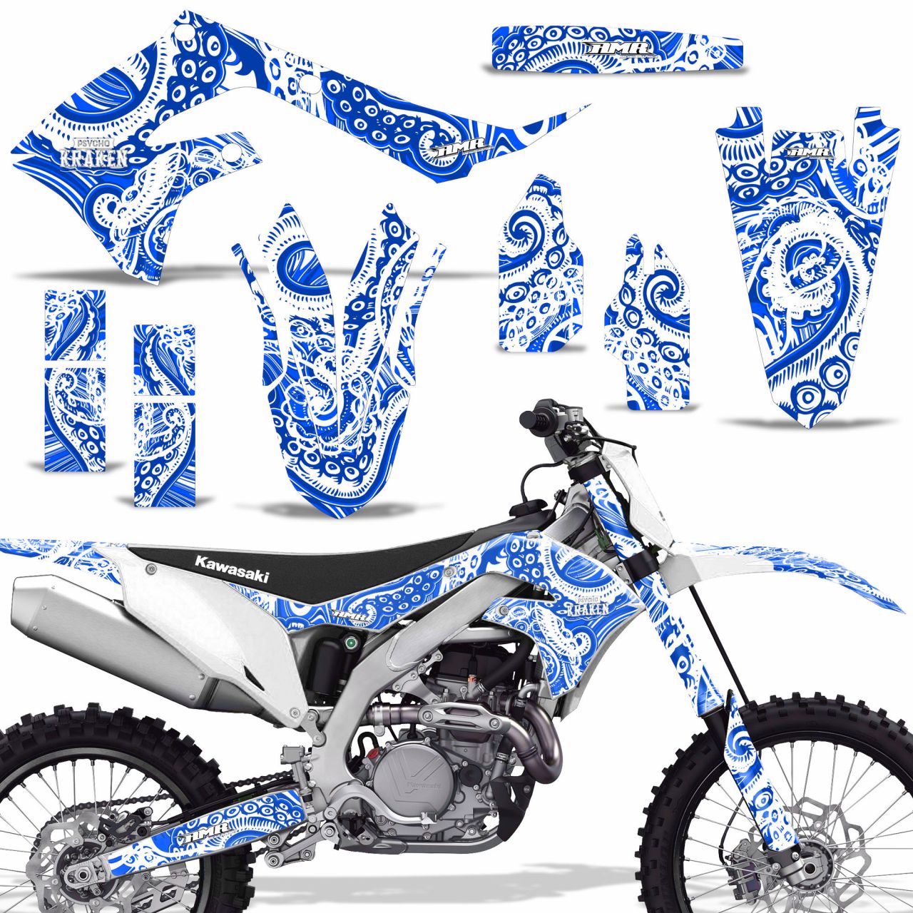 Psycho Kraken - Blue Background White Design