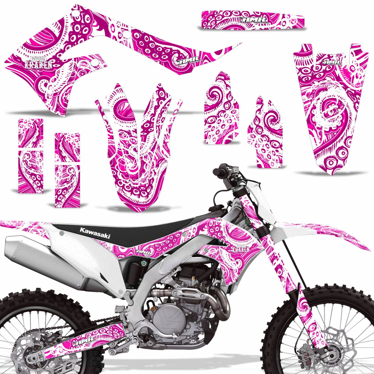 Psycho Kraken - Pink Background White Design