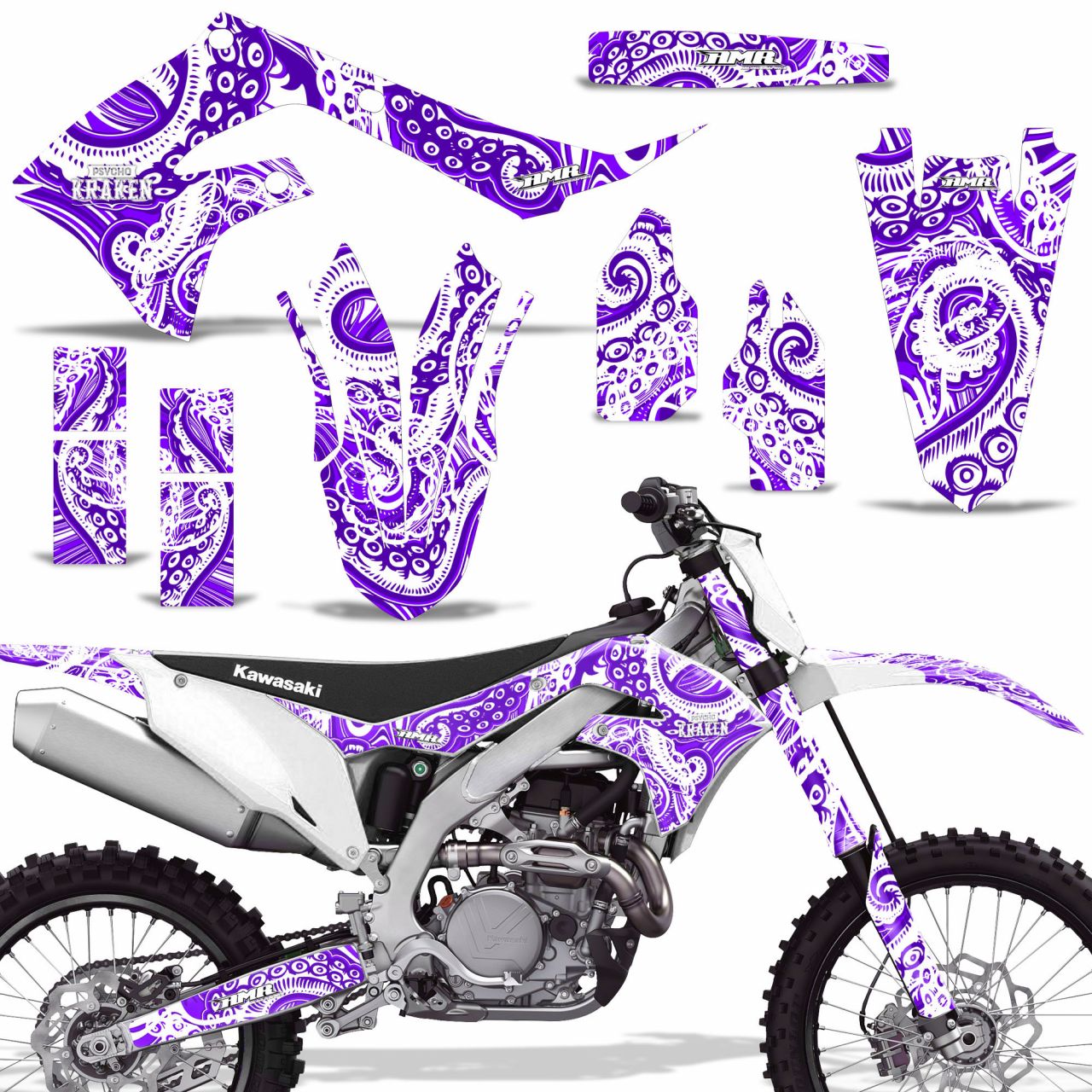 Psycho Kraken - Purple Background White Design