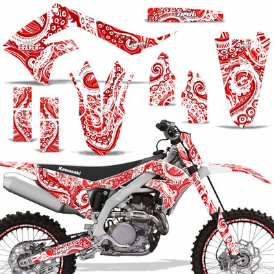 Psycho Kraken - Red Background White Design shown with number plates, and rim protectors (Optional)