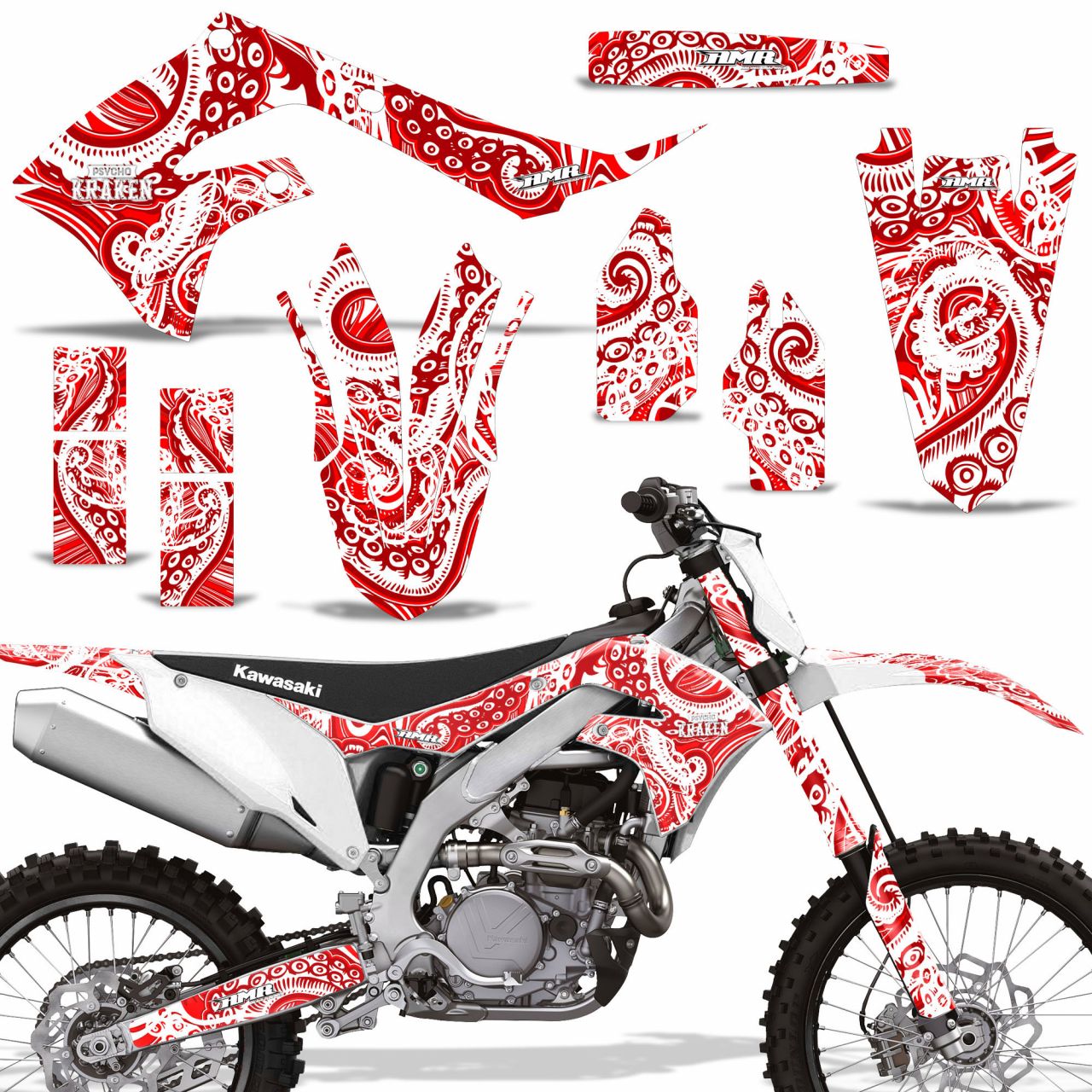 Psycho Kraken - Red Background White Design