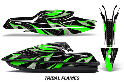 Tribal Flame - BLACK background GREEN design