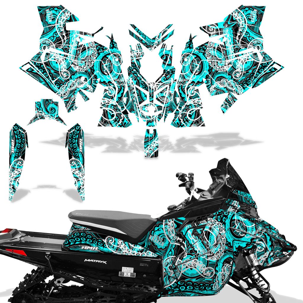 Psycho Kraken - BLACK background TEAL design