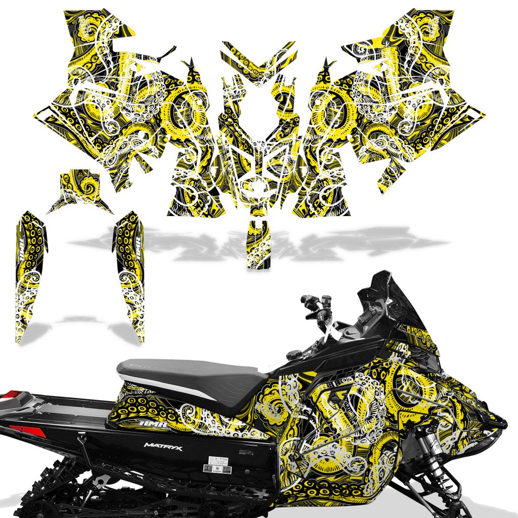 Psycho Kraken - BLACK background YELLOW design