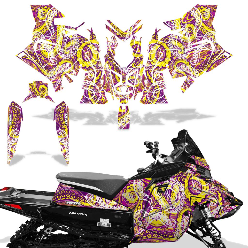 Psycho Kraken - PURPLE background YELLOW design