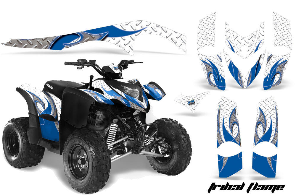 Tribal Flame - WHITE background BLUE design