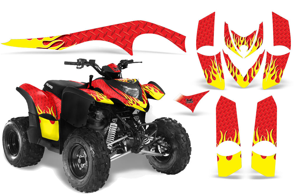 Diamond Flame - RED background YELLOW design