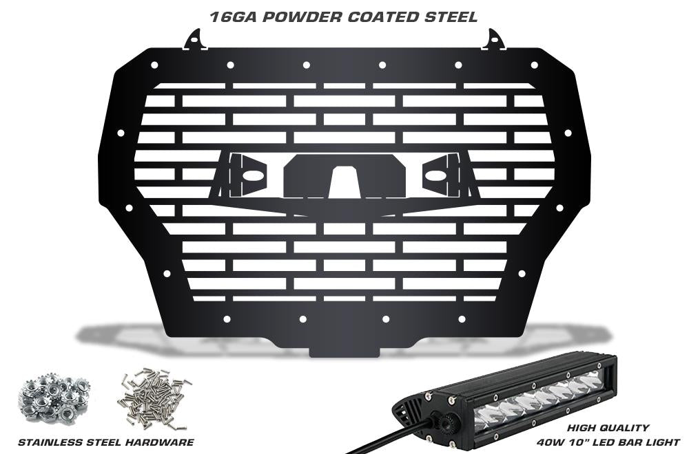 Custom Grille for Polaris RZR Turbo with LED Light Bar (2017-2018)
