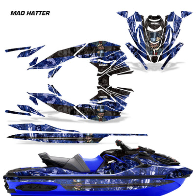 Mad Hatter - Blue Background Black Design