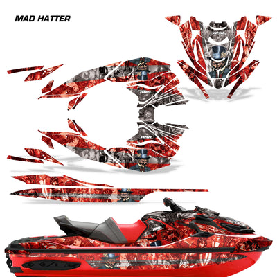 Mad Hatter - Red Background Silver Design