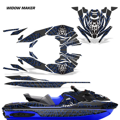 Widow Maker - Black Background Blue Design