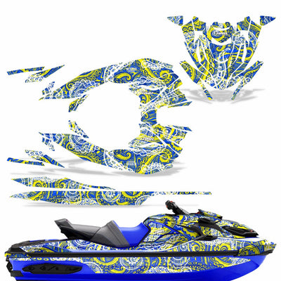 Psycho Kraken - Blue Background Yellow Design