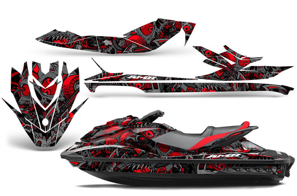 Red Tune In Design graphics kit on Sea-Doo GTI watercraft (2011–2019)