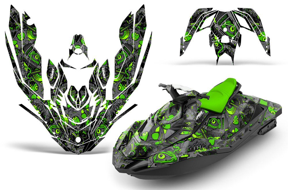 Pair Of Lime Green SEA-DOO Racing Decals - 2.5x12 Inches Vinyl Graphic