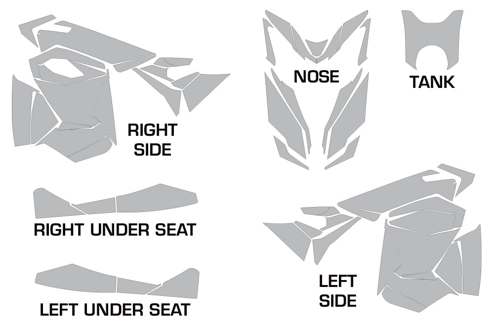 Ski Doo Rev XS,MXZ, Renegade Sled Snowmobile Graphics Wrap Kit  (2013-2014)