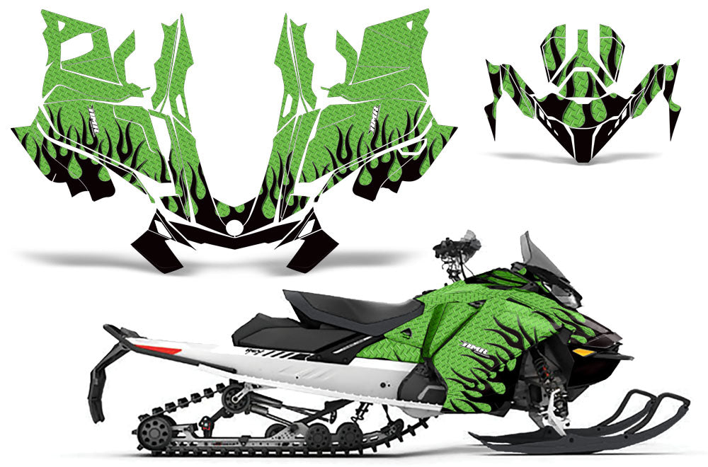 Diamond Flames - GREEN background BLACK design