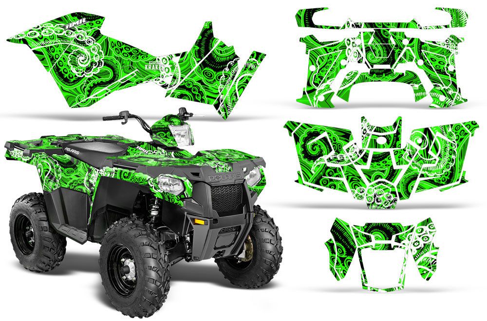 Psycho Kraken - Green Background Black Design