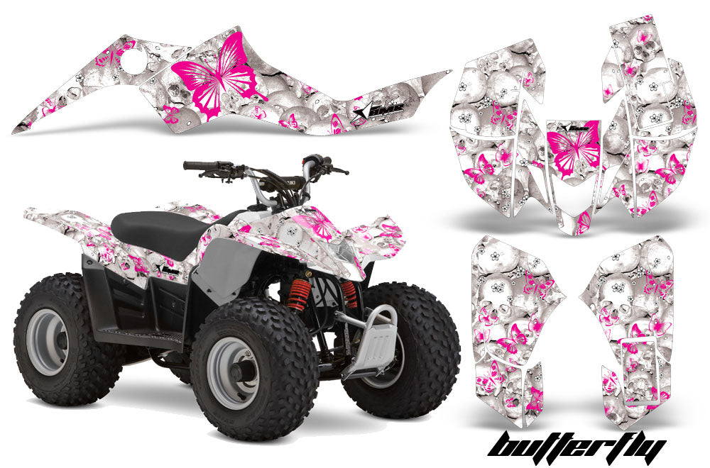 Skulls & Butterflies - WHITE background PINK design