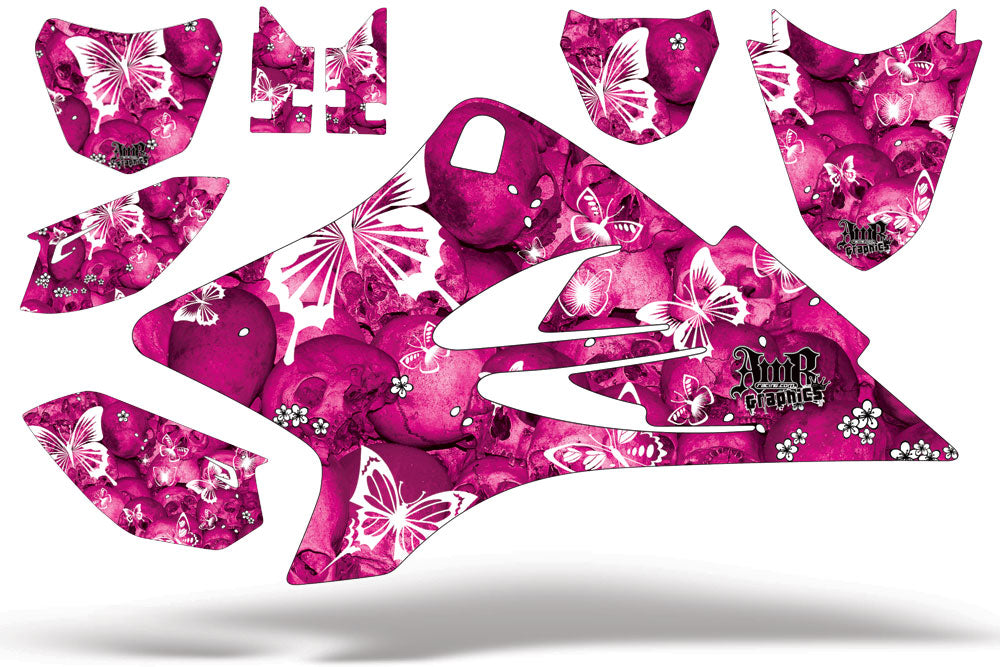 TTR50 (2006-2022) Skulls & Butterflies - PINK background WHITE design