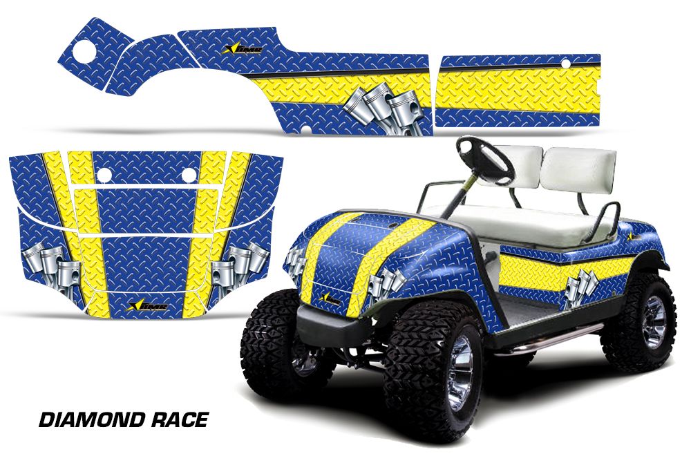 Diamond Race - BLUE Background YELLOW design