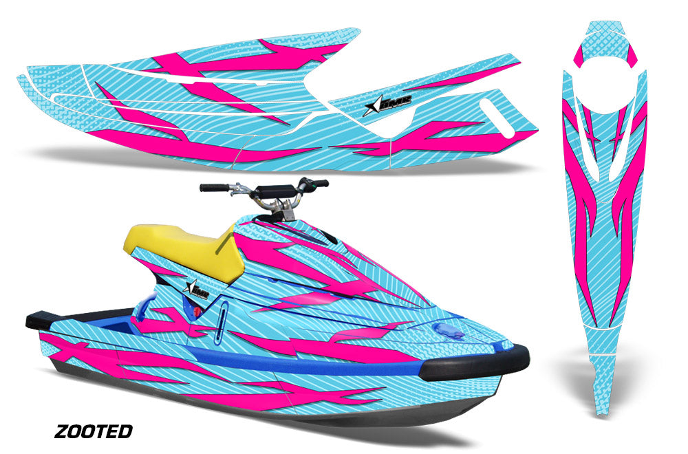 Zooted - Aqua Blue background Pink Design