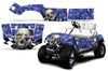 Checkred Skull - BLUE background SILVER design