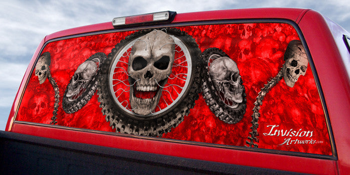 Rear Window Graphics - Skull Pile with Adrenaline Junkie Skull ...