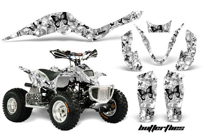 Skulls & Butterflies - White Background Black Design ATV Graphics