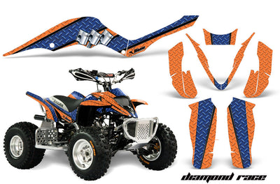 Diamond Race - Orange Background Blue Design ATV Graphics
