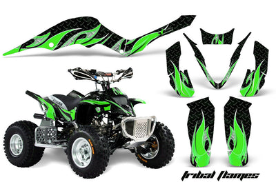 Tribal Flames - Black Background Bright Green Design ATV Graphics