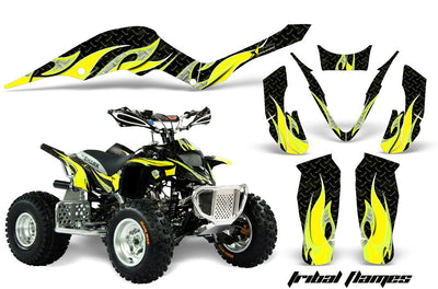 Tribal Flames - Black Background Yellow Design ATV Graphics