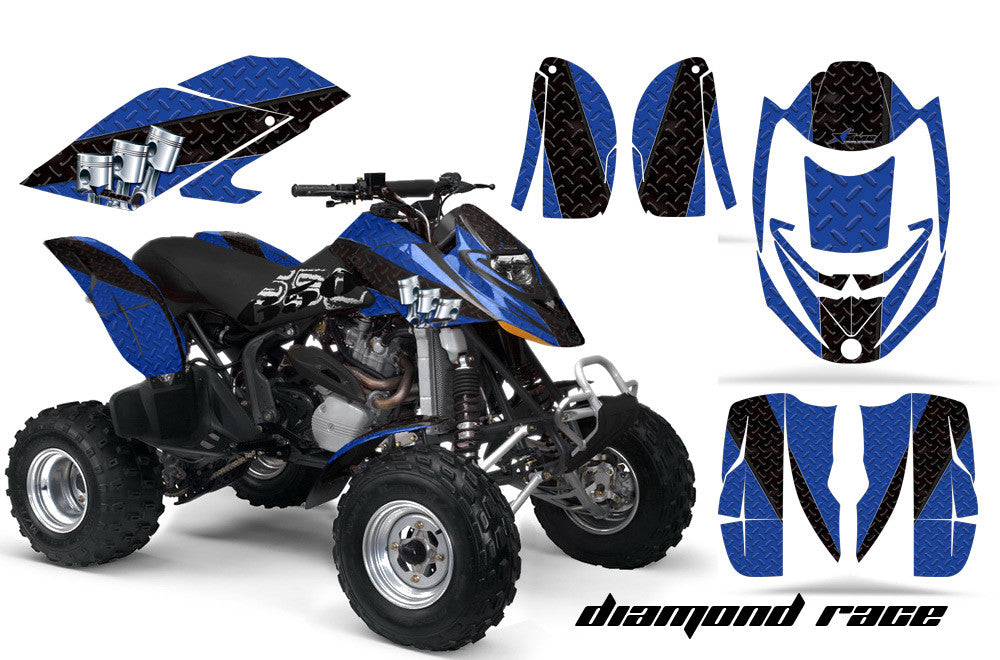 Diamond Race - Blue Background Black Design